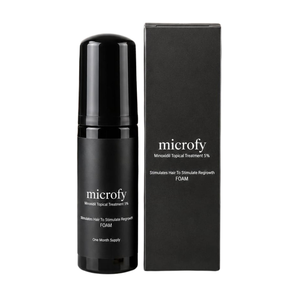 Microfy Minoxidil Topical Treatment 5% foam bottle with its box, one month supply