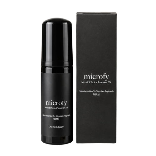 Microfy Minoxidil Topical Treatment 5% foam bottle with its box, one month supply